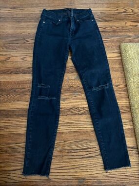 J Brand Women's Skinny Jeans in Black with Knee Distress